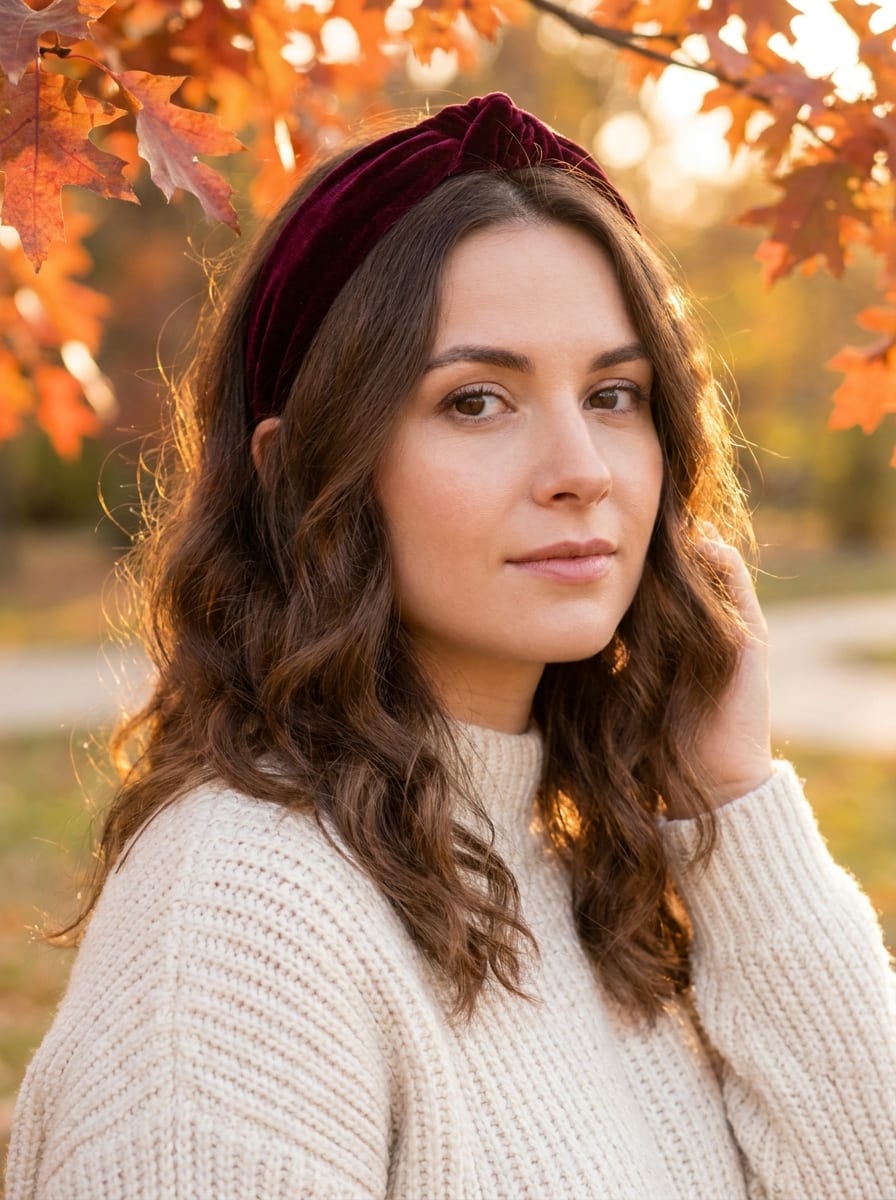 Samt Haarreif mit Herbstwellen - Haarreif Frisur
